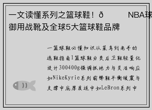 一文读懂系列之篮球鞋!🏀NBA球星御用战靴及全球5大篮球鞋品牌 一文读懂系列之篮球鞋!🏀NBA球星御用战靴及全球5大篮球鞋品牌